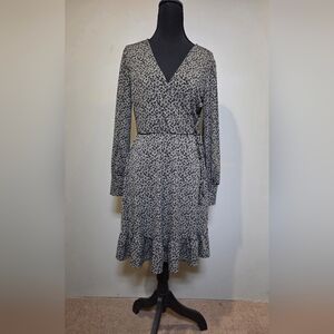 Kaileigh Olive Green And Black Floral Wrap Dress